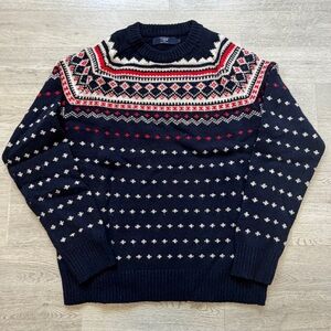J Crew Fair Isle Nordic 100% LambsWool Sweater Ski Preppy Crewneck Men’s Large